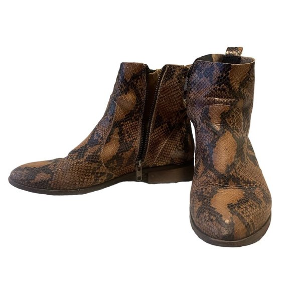 Women's fall ankle boot western coastal cowgirl snakeskin leather booties SZ 9.5 - Picture 4 of 4